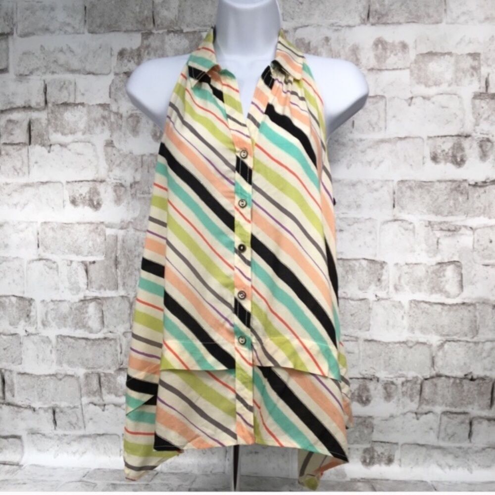 Anthropologie Women's Size 0 Maeve Tank Top Multi-Color Striped NWT